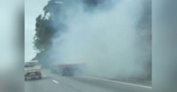 caminhao-tem-principio-de-incendio-na-sc-401-e-transito-sofre-com-engarrafamento